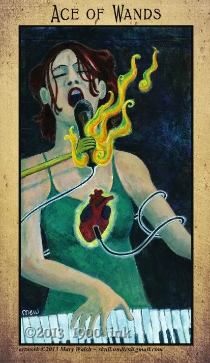 Ace of Wands card from the Amanda Palmer Tarot deck
