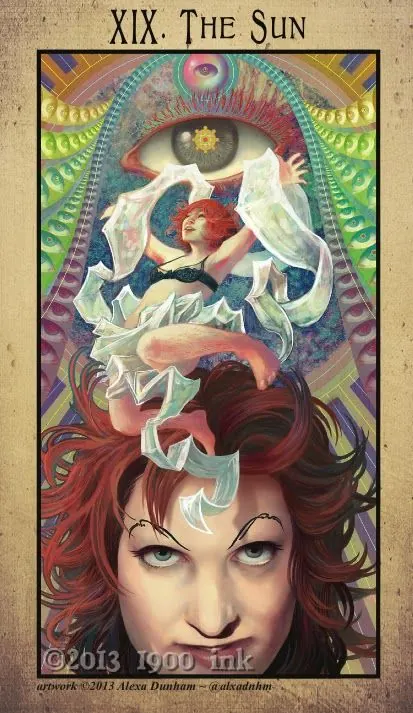 The Sun card from the Amanda Palmer Tarot deck
