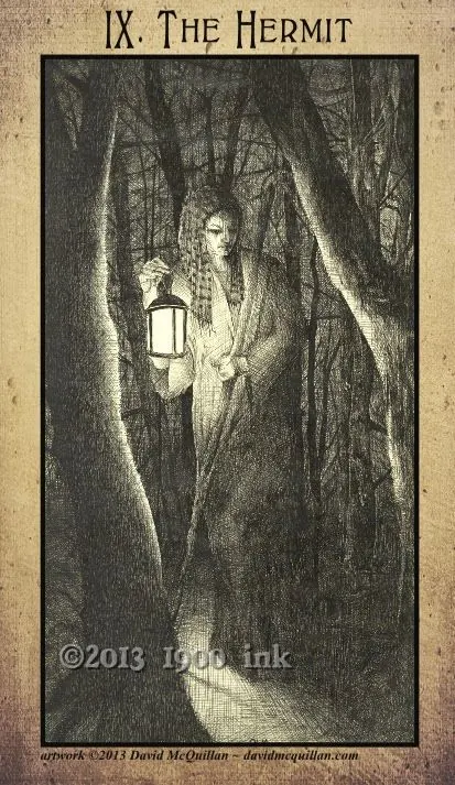 The Hermit card from the Amanda Palmer Tarot deck