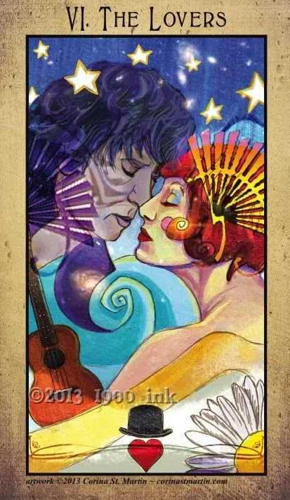 The Lovers card from the Amanda Palmer Tarot deck