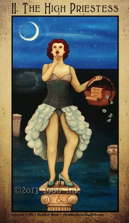 The High Priestess card from the Amanda Palmer Tarot deck