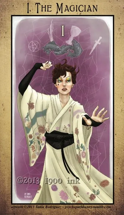 The Magician card from the Amanda Palmer Tarot deck