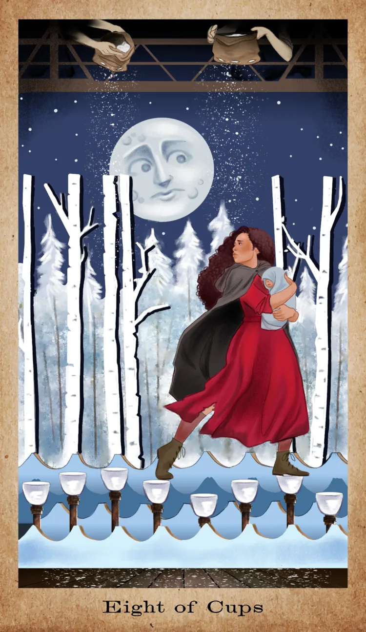 Eight of Cups card from the American Renaissance Tarot deck