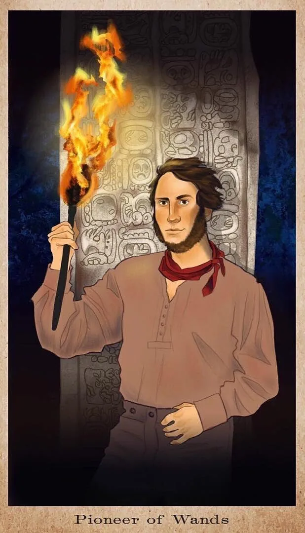 Pioneer of Wands card from the American Renaissance Tarot deck