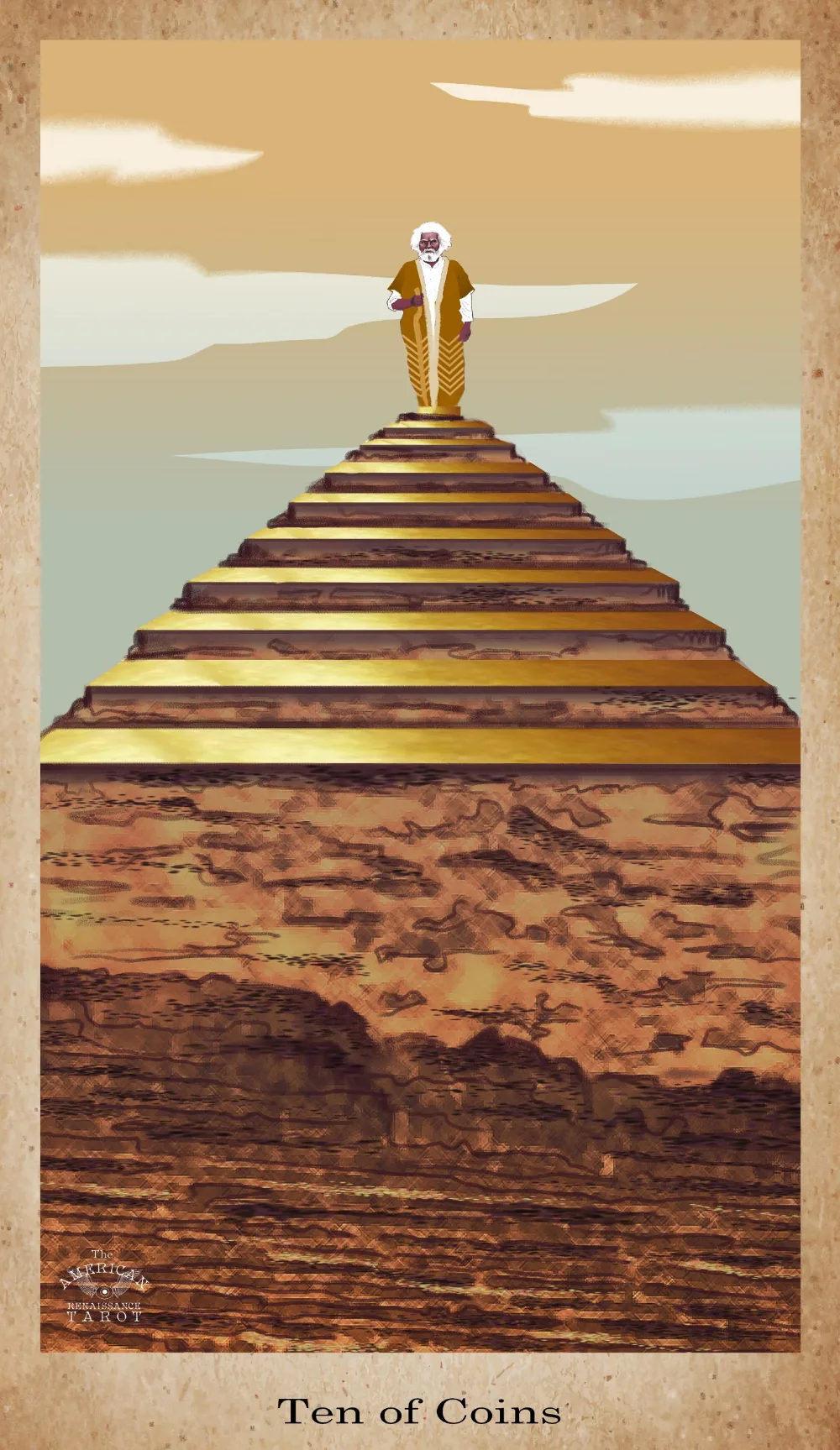 Ten of Coins card from the American Renaissance Tarot deck