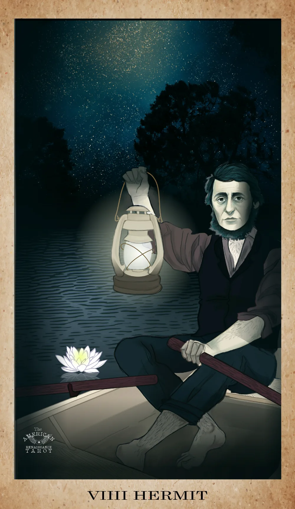 The Hermit card from the American Renaissance Tarot deck