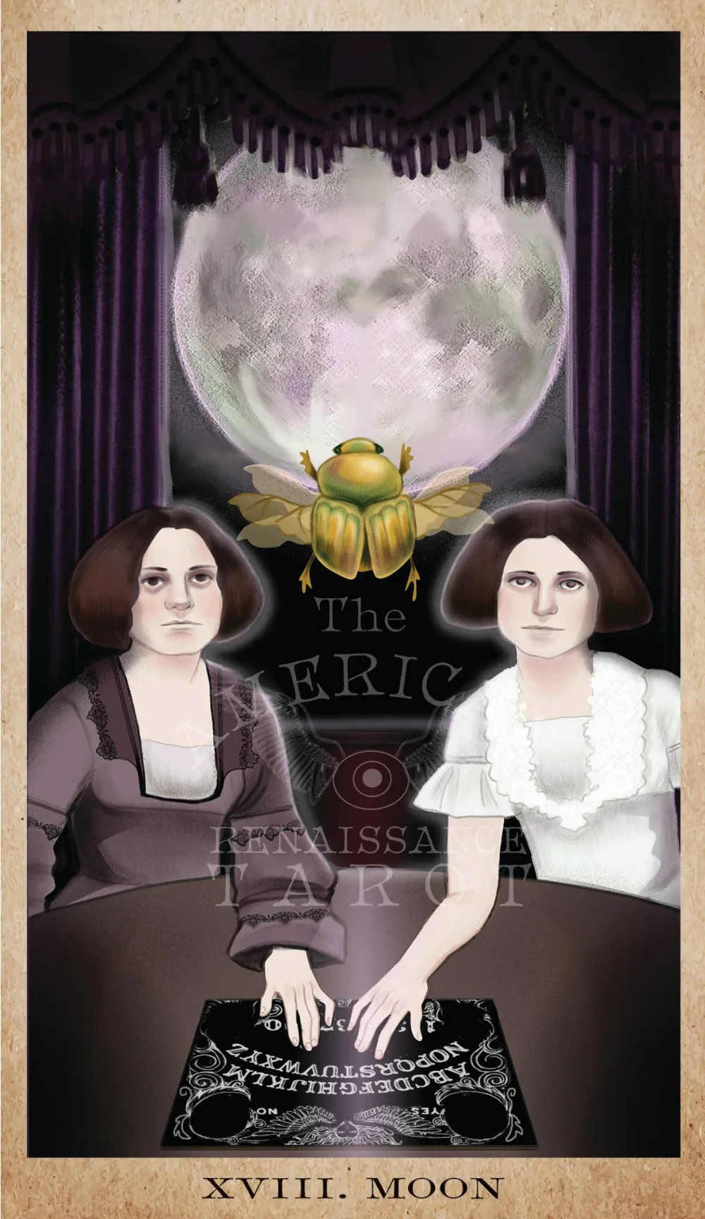 The Moon card from the American Renaissance Tarot deck