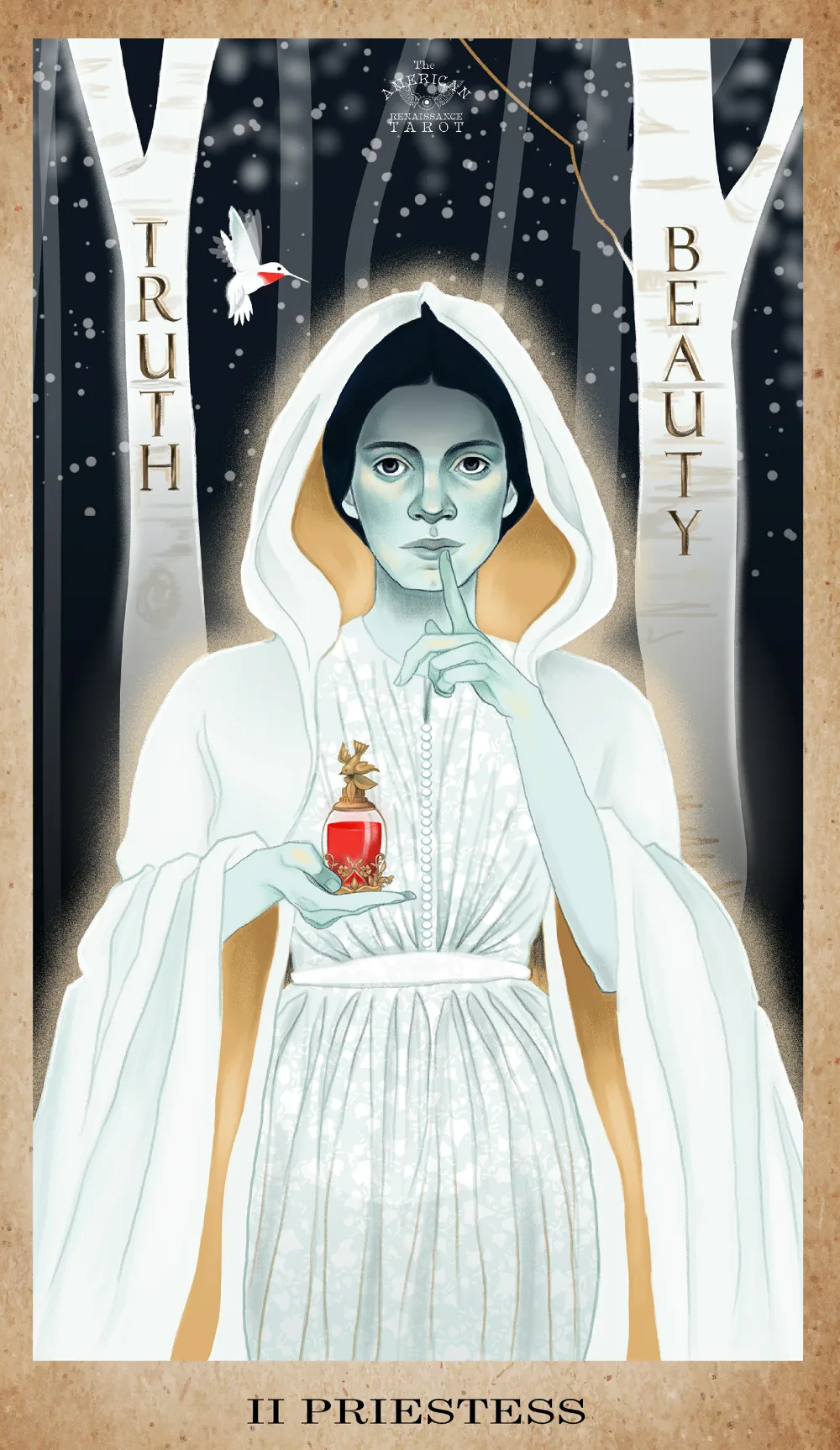 The Priestess card from the American Renaissance Tarot deck