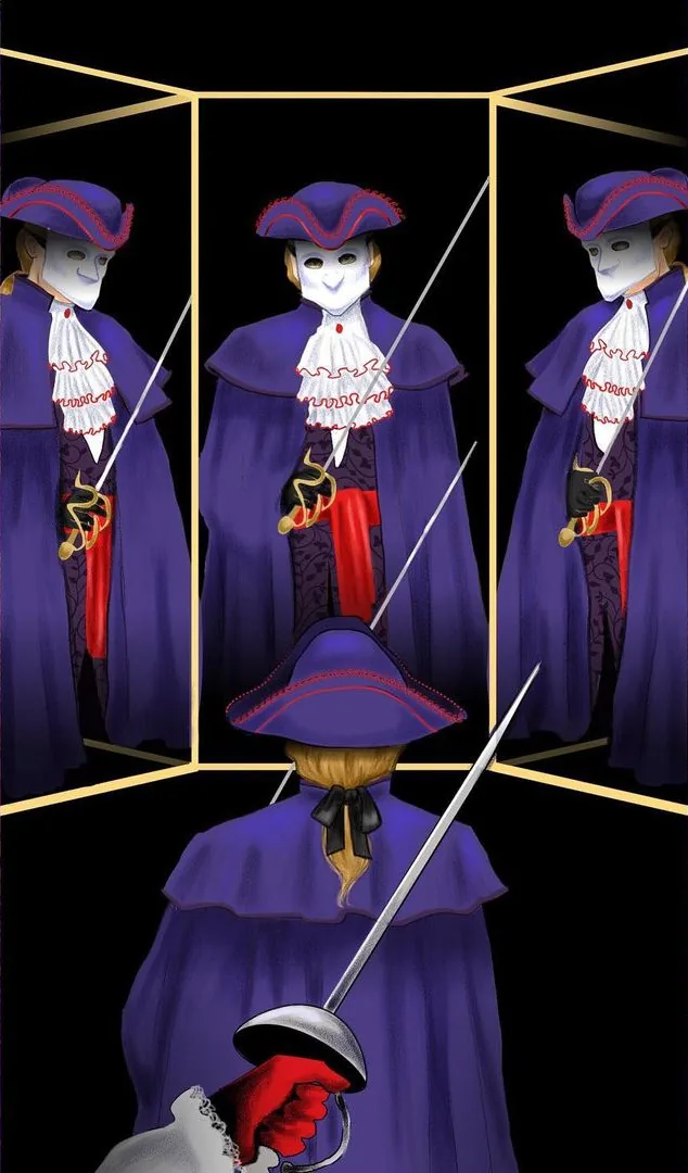 Three of Swords card from the American Renaissance Tarot deck