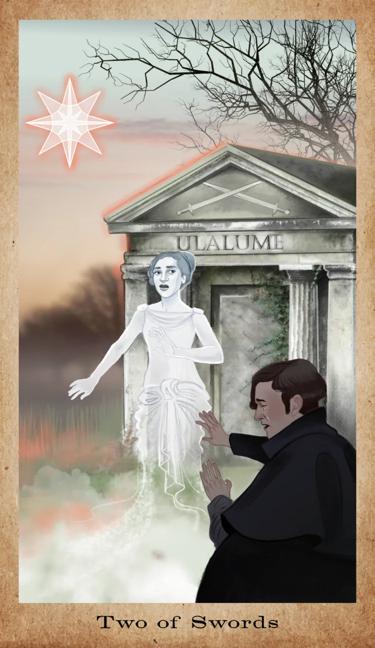Two of Swords card from the American Renaissance Tarot deck