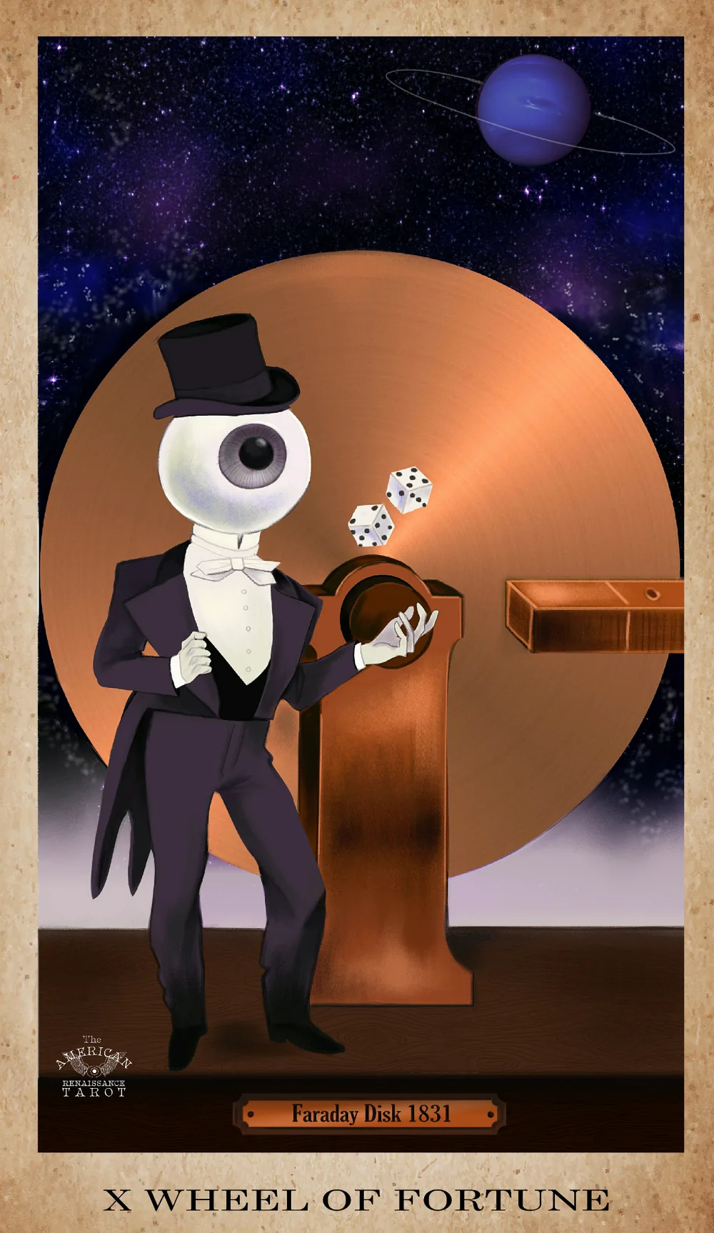 Wheel of Fortune card from the American Renaissance Tarot deck