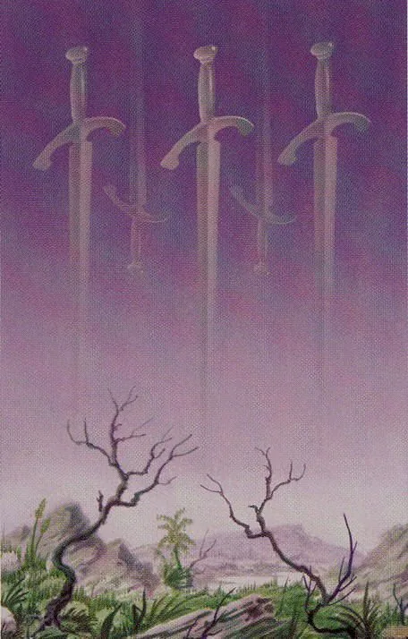 Three of Swords from the Ananda Tarot deck