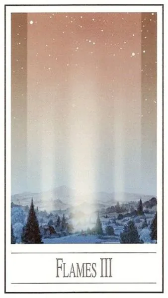 Three of Flames from the Ananda Tarot deck