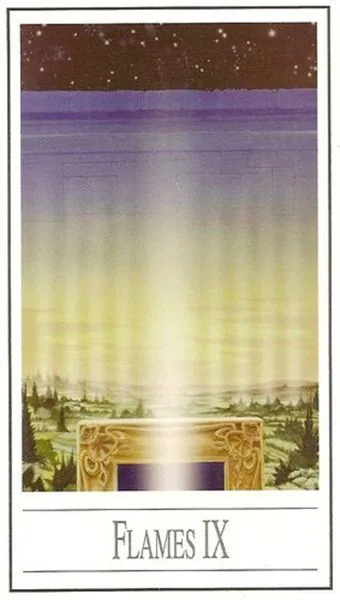 Nine of Flames from the Ananda Tarot deck