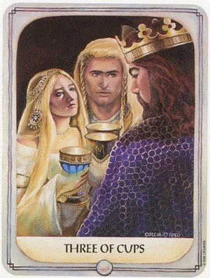 Three of Cups card from the Ancestral Path Tarot deck by Julie Cuccia-Watts