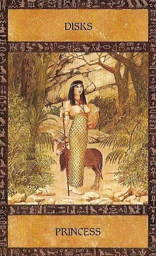 Princess of Disks card from the Ancient Egyptian Tarot deck