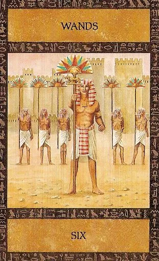 Six of Wands card from the Ancient Egyptian Tarot deck