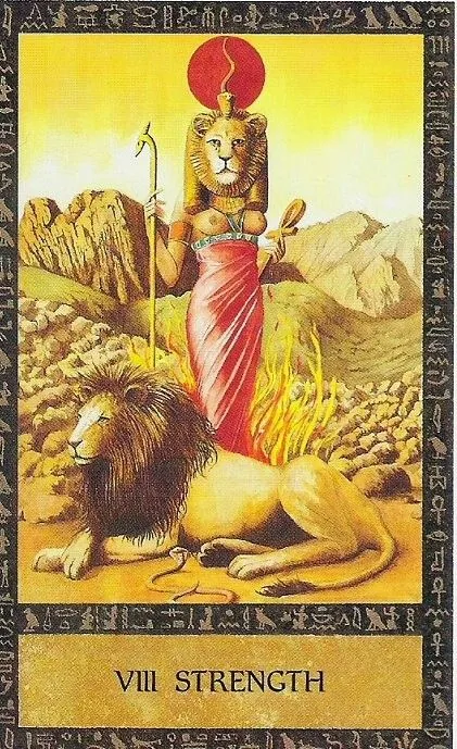 Ancient Egyptian Tarot Review 11 Strength card from the Ancient Egyptian Tarot deck