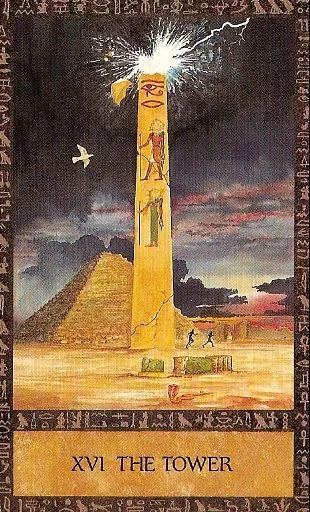 The Tower card from the Ancient Egyptian Tarot deck