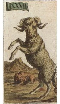 Aries card from the Ancient Minchiate Etruria Tarot deck