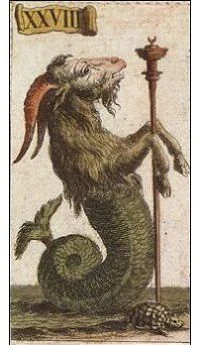 Capricorn card from the Ancient Minchiate Etruria Tarot deck
