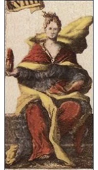 Charity card from the Ancient Minchiate Etruria Tarot deck