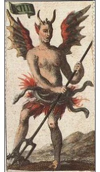 Devil card from the Ancient Minchiate Etruria Tarot deck