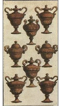 Eight of Cups card from the Ancient Minchiate Etruria Tarot deck