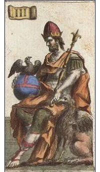Emperor card from the Ancient Minchiate Etruria Tarot deck