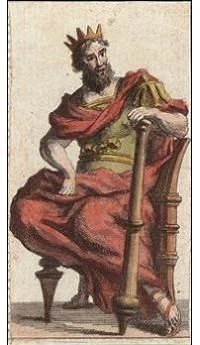 King of Wands card from the Ancient Minchiate Etruria Tarot deck