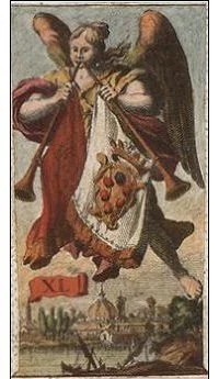 Last Judgment (Justice) card from the Ancient Minchiate Etruria Tarot deck