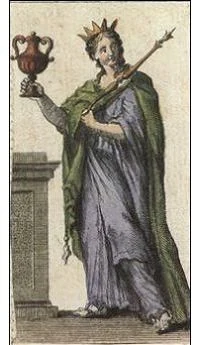 Queen of Cups card from the Ancient Minchiate Etruria Tarot deck
