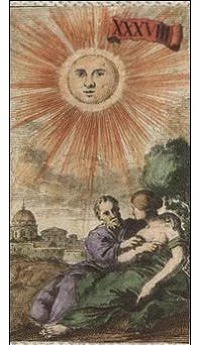Sun card from the Ancient Minchiate Etruria Tarot deck