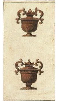 Two of Cups card from the Ancient Minchiate Etruria Tarot deck