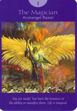 The Magician card from the Angel Tarot deck