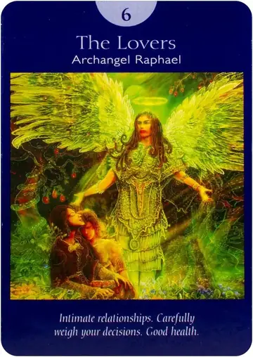 The Lovers card from the Angel Tarot deck