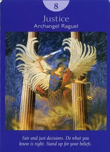 Justice card from the Angel Tarot deck
