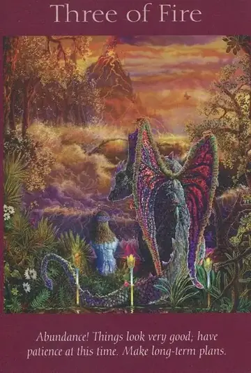 Three of Fire card from the Angel Tarot deck