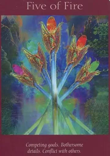 Five of Fire card from the Angel Tarot deck