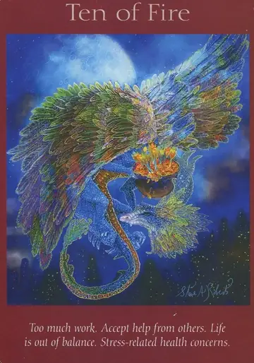 Ten of Fire card from the Angel Tarot deck