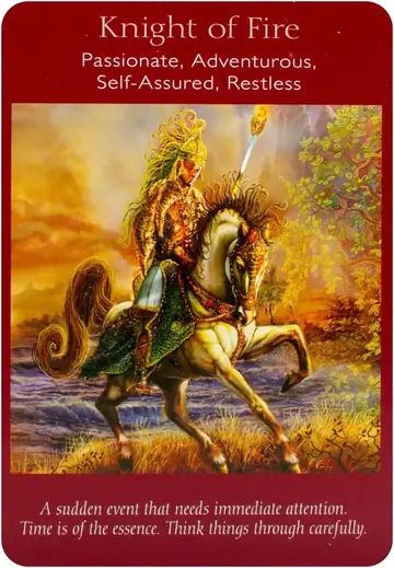 Knight of Fire card from the Angel Tarot deck