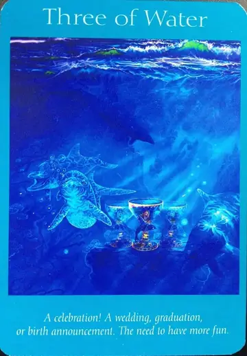 Three of Water card from the Angel Tarot deck