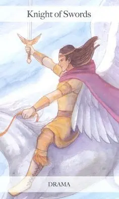 Knight of Swords card from the Angel Tarot deck