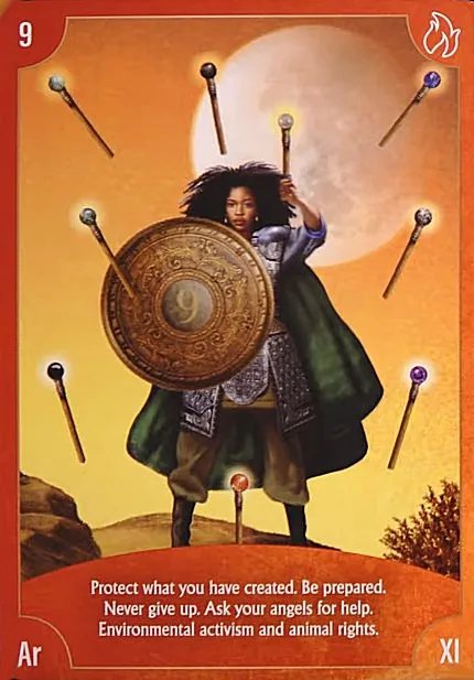 Angel Wisdom Tarot Nine of Wands card image