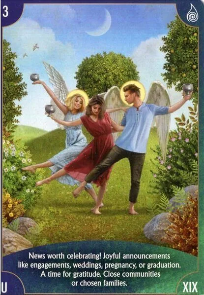 Angel Wisdom Tarot Three of Cups card image