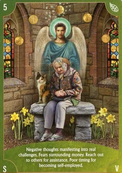 Angel Wisdom Tarot Five of Pentacles card image