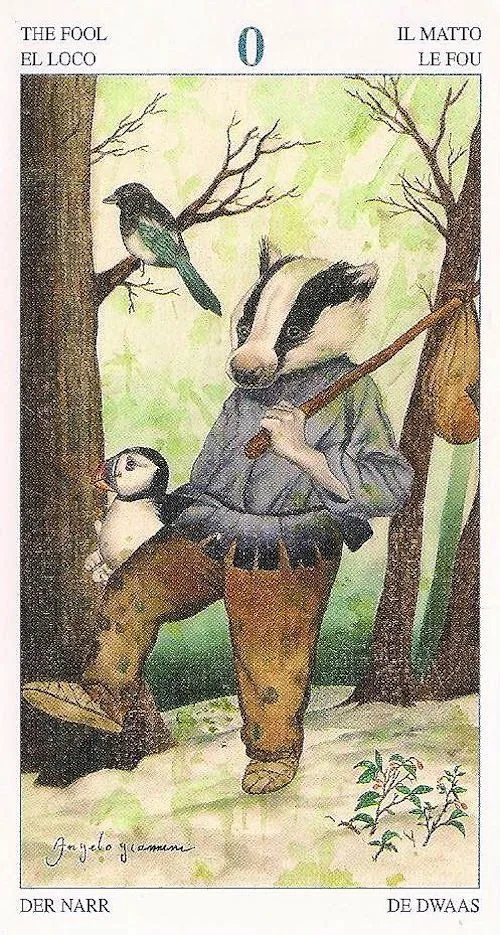 The Fool card from the Animal Lords Tarot deck
