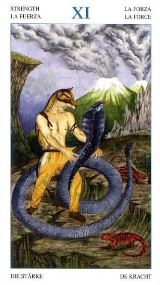 Strength card from the Animal Lords Tarot deck
