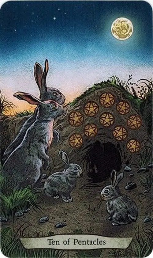 10 of Pentacles card from the Animal Totem Tarot deck