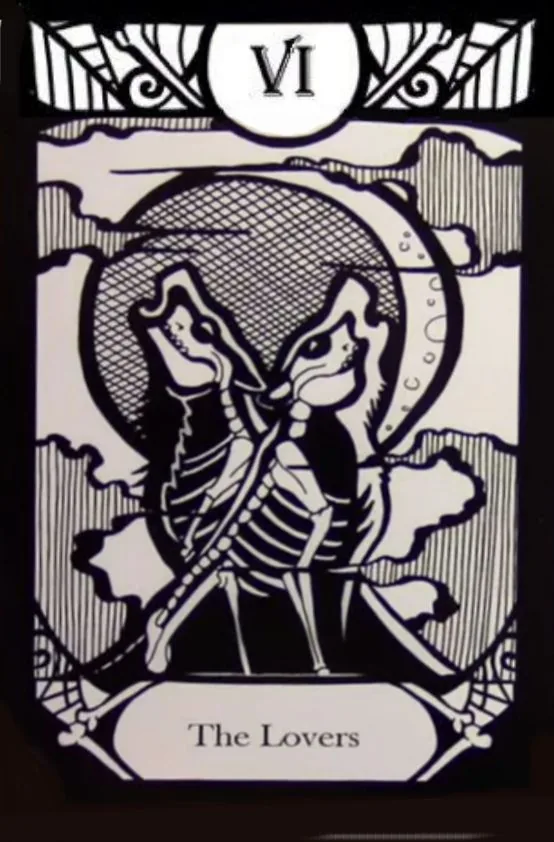 The Lovers card from the Animalis Os Fortuna Tarot deck